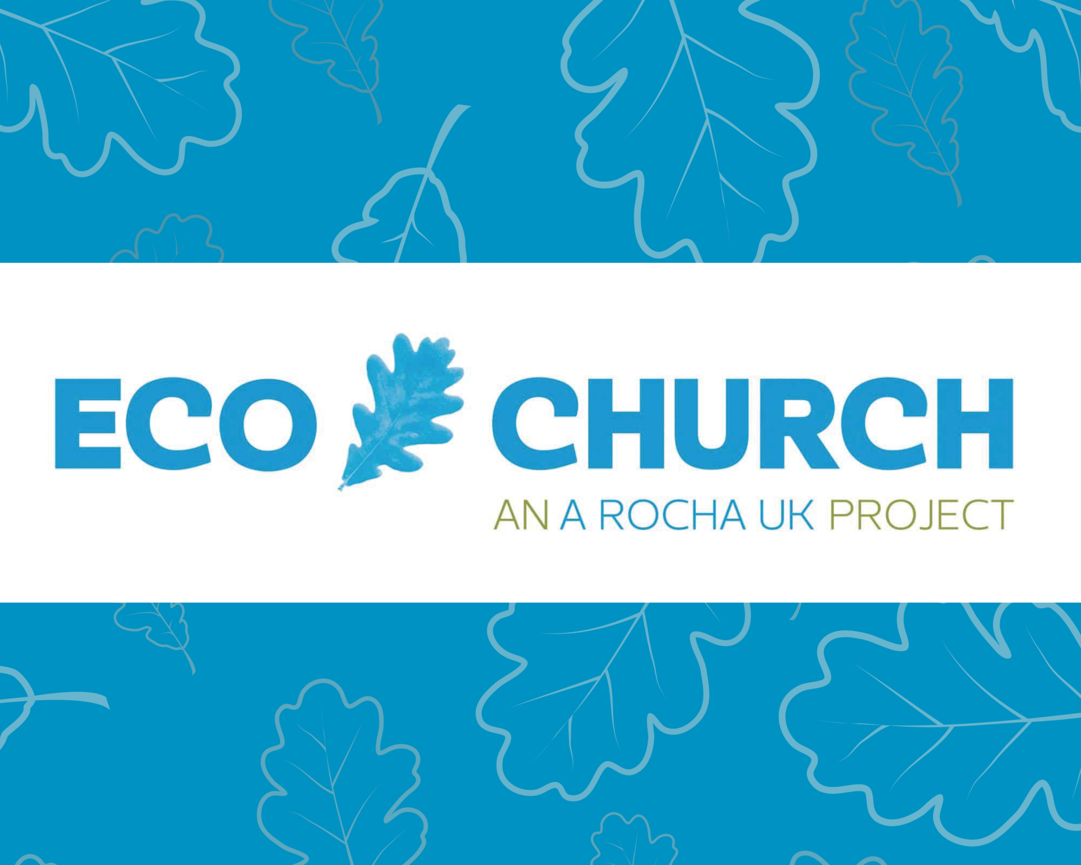 Arocha Eco Church Logo on a blue background with leaves on