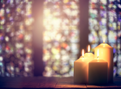 Candles in a church background