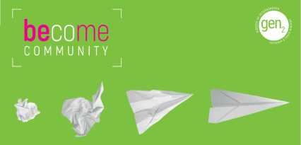 Become community logo with a flying paper plane