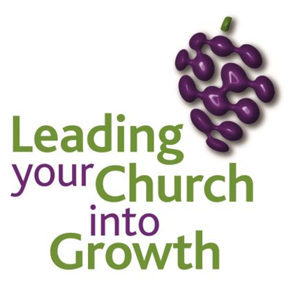'Leading your Church into Growth' logo with cartoon grapes
