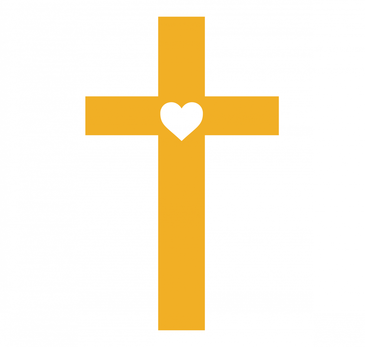 A cross with a love heart in the middle