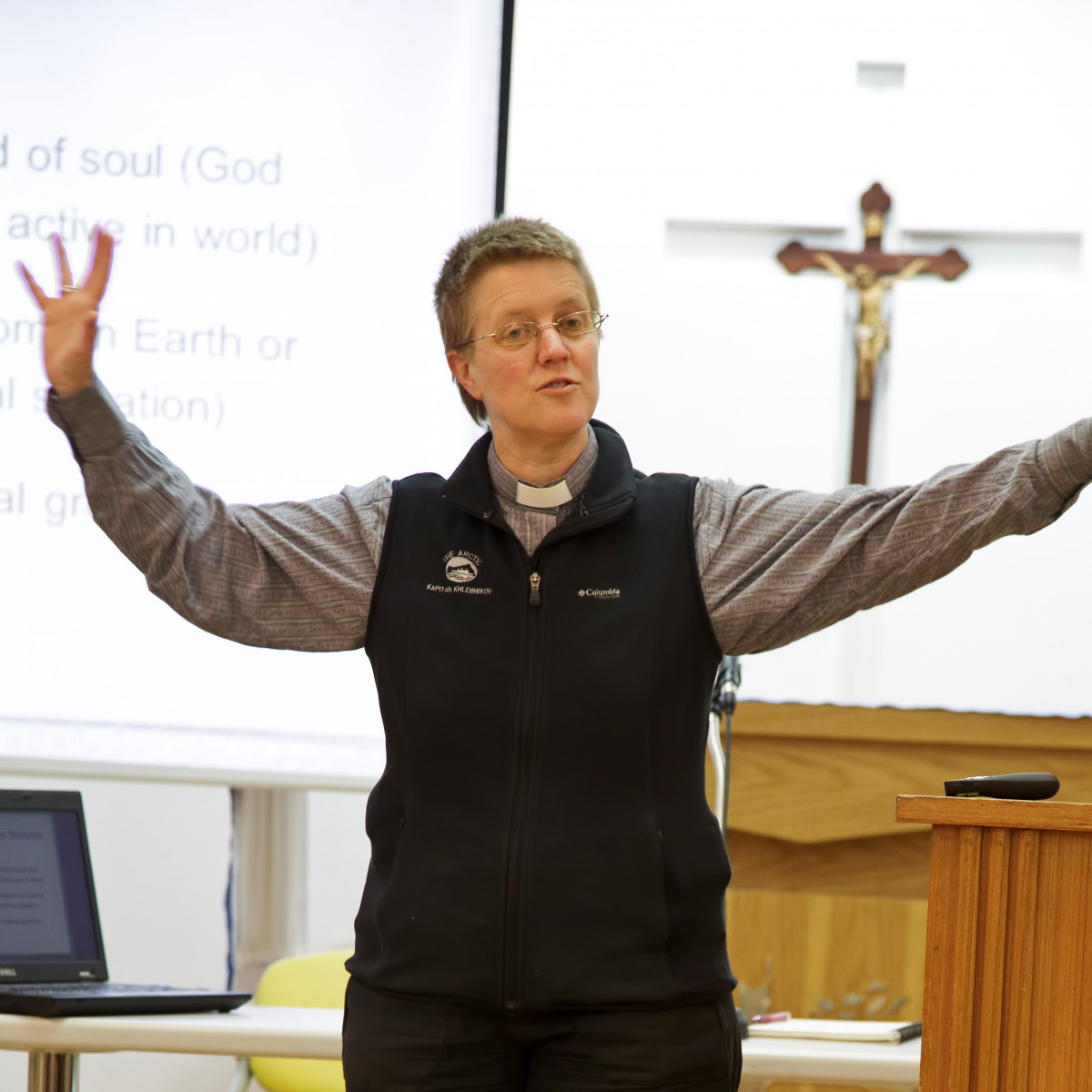 Clergy person preaching