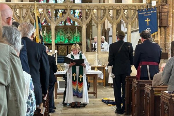 Revd Yvonne Desroches conducts service Laying Up Regimental Standard
